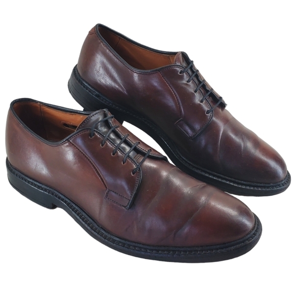 Allen Edmonds Leeds Dress Shoes Shell Cordovan Brown Leather #8 Mens 9.5 C Derby - Picture 1 of 16